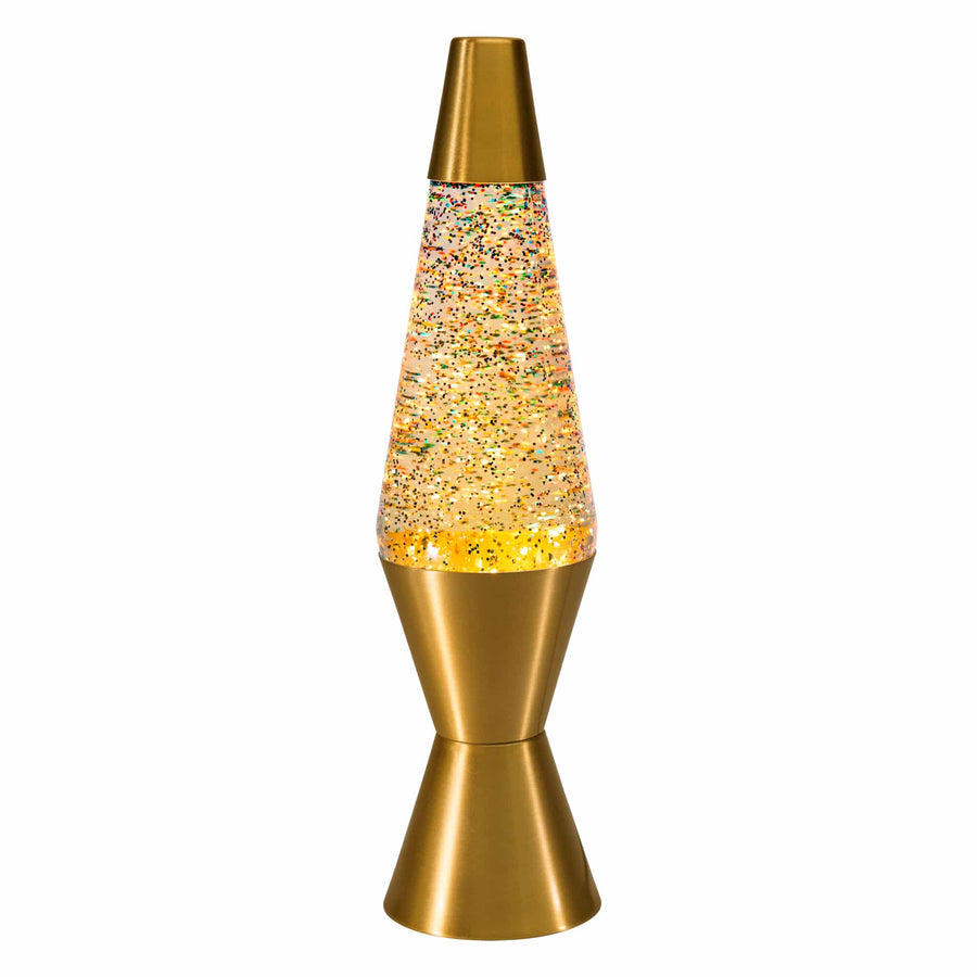 14.5" LAVA LAMP RAINBOW GLITTER - CLEAR/GOLD Drop 4-0021