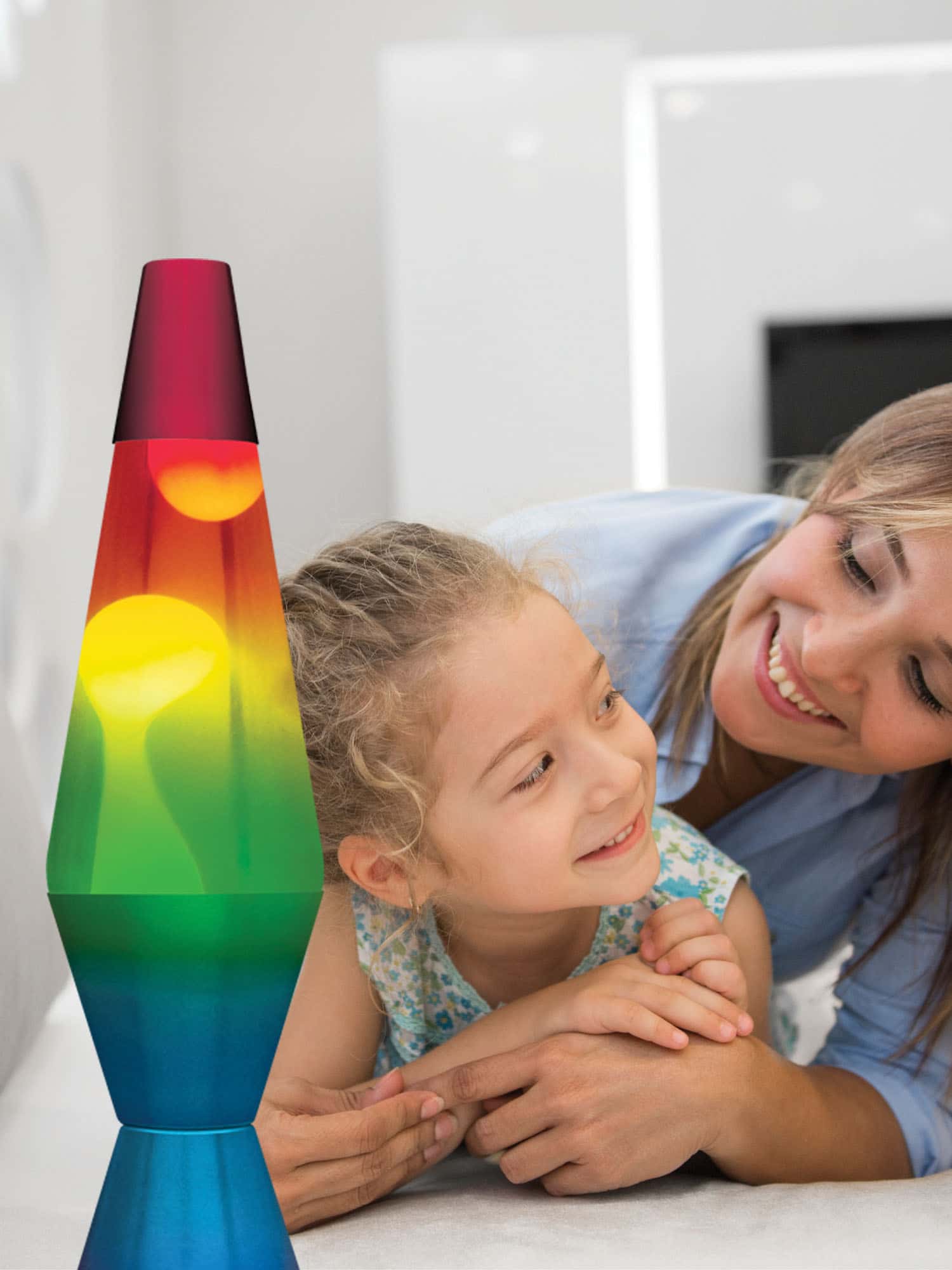 14.5" LAVA� Lamp Rainbow - White/Clear/Tricolor with a mother and daughter
